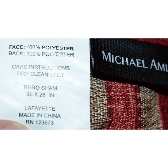 Michael Amini Designer euro Pillow Sham Burgandy Gold Rope trim 26X26 Elegant - Picture 8 of 8